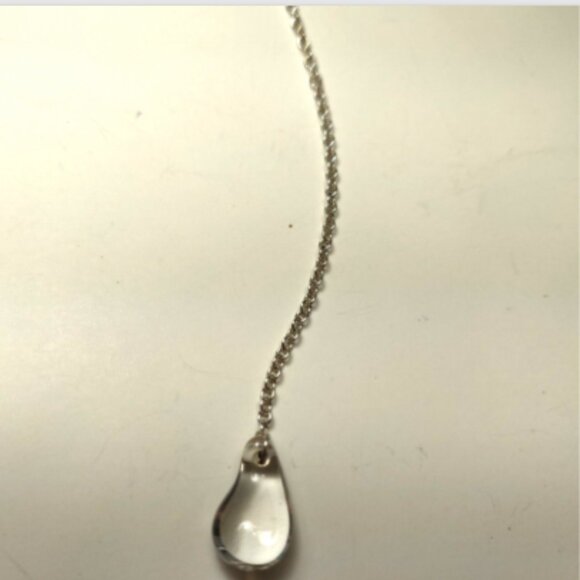Tiffany & Co Peretti Lariat Large Rock Crystal Teardrop Necklace 22" Silver Rare - Picture 1 of 7